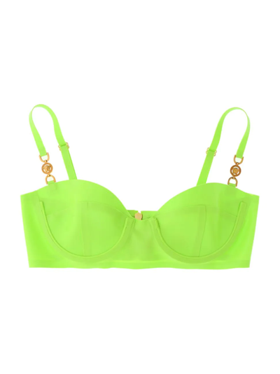 Versace Latex Hardware Bra Top In Green