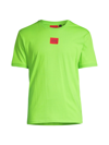 Hugo Regular-fit Cotton T-shirt With Red Logo Label- Green Men's T-shirts Size M