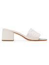 Kate Spade Emmie Embossed Leather Mid-heel Mules In Parchment