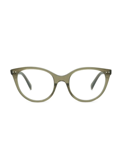 Celine 52mm Cat Eye Optical Glasses In Shiny Light Green