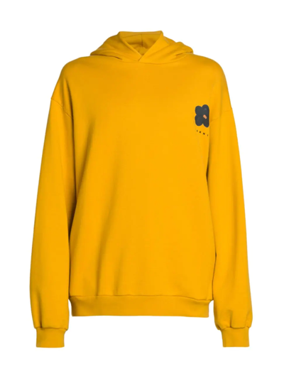 Marni Daisy Print Hoodie Sweatshirt In Yellow