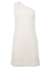 Bottega Veneta Intreccio Pattern One-sleeve Terry Dress In White