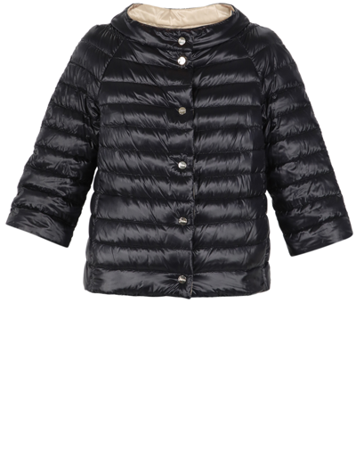 Herno Nylon Reversible Down Cape Coat In Multi