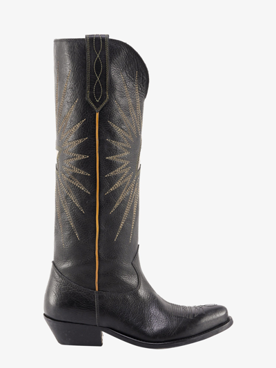 Golden Goose Embroidered Cowboy Boots - 棕色 In Black