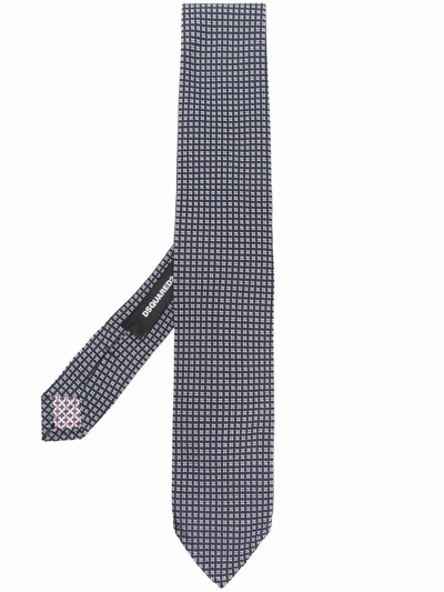 Dsquared2 Embroidered-pattern Silk Tie In Blue