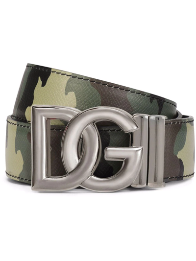 Dolce & Gabbana Reversible Camouflage-print Calfskin Belt In Multicolor