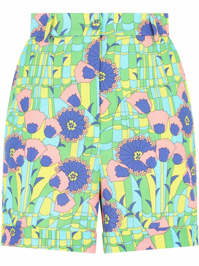 Dolce & Gabbana High-waisted Floral-print Shorts In Multicolore