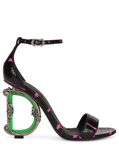Dolce & Gabbana Baroque Dg Heeled Sandals In Pink