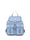 Prada Small Logo-plaque Backpack In F0076 Celeste