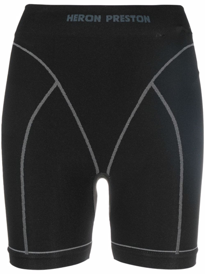 Heron Preston Logo-waistband Cycling Shorts In Black White