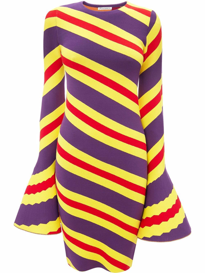 Jw Anderson Striped Viscose Blend Knit Mini Dress In 213