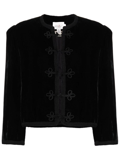 Pre-owned A.n.g.e.l.o. Vintage Cult 1980s Embroidered Trim Velvet Jacket In Black