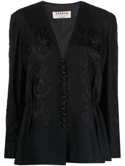 Pre-owned A.n.g.e.l.o. Vintage Cult 1940s Embroidered Motif V-neck Jacket In Black