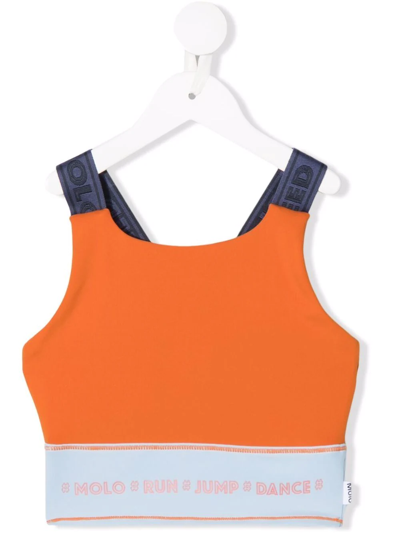 Molo Kids' Oliva Colour-block Tank Top In Orange