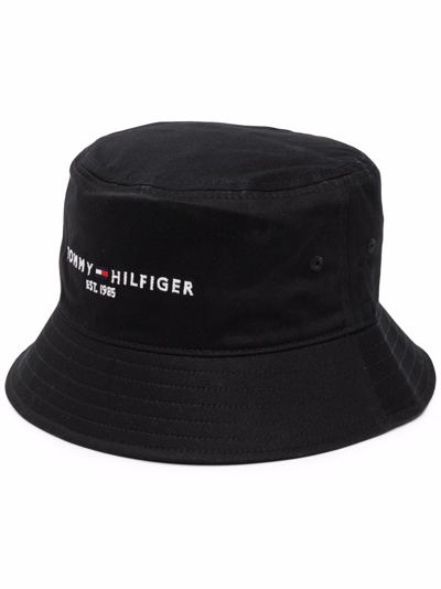 Tommy Hilfiger Logo-print Bucket Hat In Black