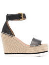 SEE BY CHLOÉ LEATHER WEDGE ESPADRILLES