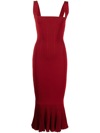 Galvan Atalanta Pleated Hem Midi Dress In Rouge Piaf