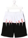 Neil Barrett Kids' Thunder Color Block Cotton Sweat Shorts In Black