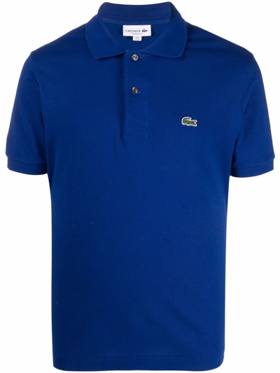 Lacoste Logo Embroidered Polo Shirt In Blue