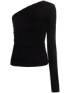 Dsquared2 One Shoulder Jersey Draped Top In Black