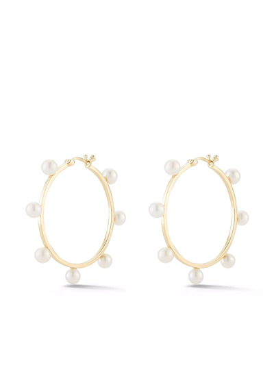 Mateo 14kt Yellow Gold Large Pearl Dot Hoop Earrings