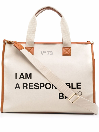 V-73 Responsability Tote Bag In Neutrals