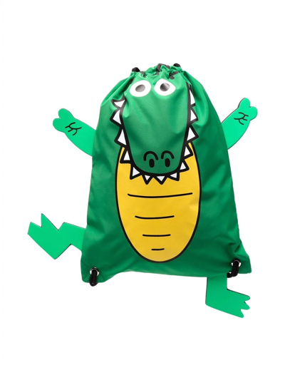 Stella Mccartney Kids' Crocodile Recycled Tech Backpack In Green