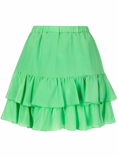Federica Tosi Ruffled Short Skirt In Verde Mela