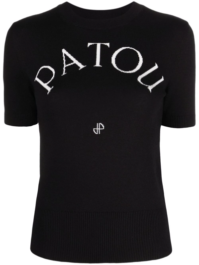 Patou Short Sleeves Jacquard T-shirt In Nero
