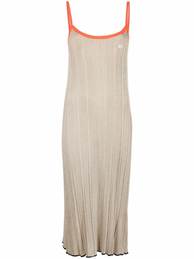 Diesel Ribbed-knit Midi Dress In Neutrals