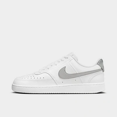Nike Women's Court Vision Low Casual Shoes In White/metallic Silver
