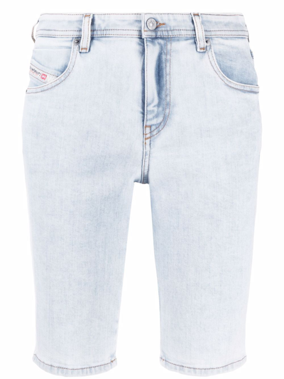 Diesel High-rise Denim Shorts In Blue