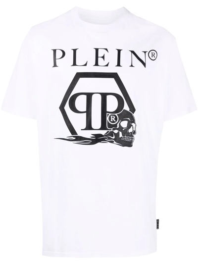 Philipp Plein Skull And Logo-print T-shirt In Weiss