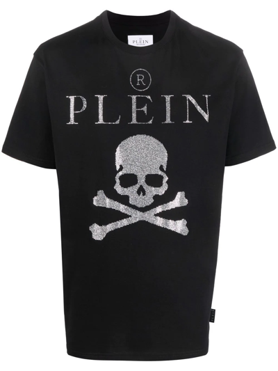 Philipp Plein Crystal-embellished T-shirt In Schwarz