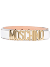Moschino Logo-letter Leather Belt In Weiss