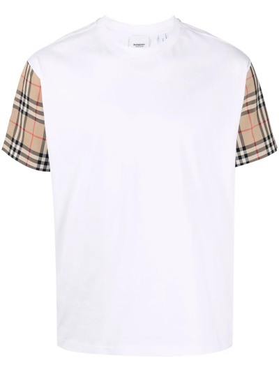 Burberry Vintage Check Sleeve Cotton T-shirt In Weiss