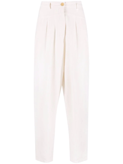 Forte Forte High-waisted Straight-leg Trousers In Nude