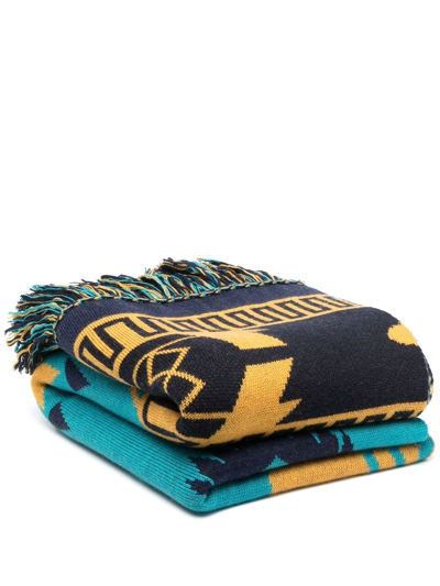 Alanui Icon Jacquard-knit Blanket In Blau