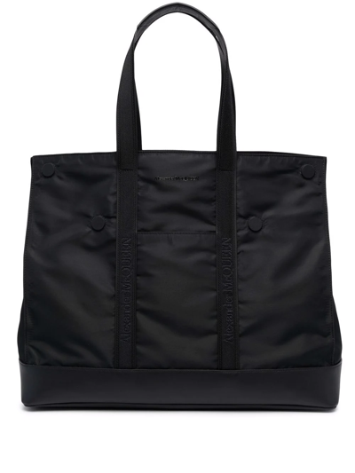 Alexander Mcqueen Logo-embroidered Tote In Black