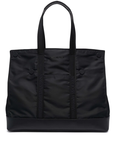 Alexander Mcqueen Logo-embroidered Tote In Schwarz