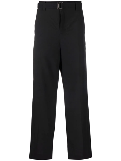 Sacai Tailored Belted Waist Trousers In Black