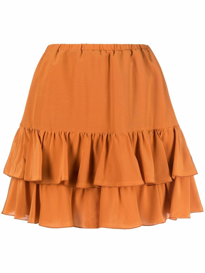 Federica Tosi Tiered Silk Skirt In Orange