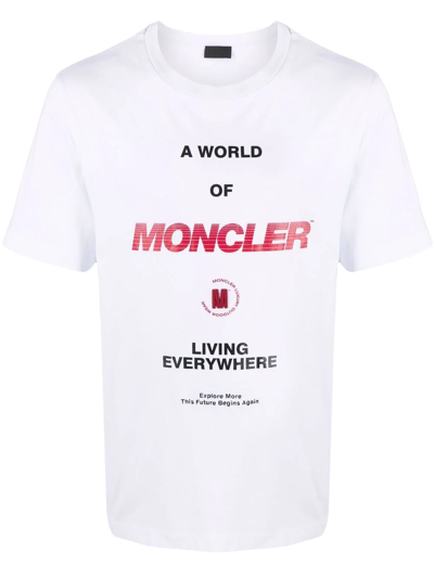 Moncler White 'living Everywhere' T-shirt In Bianco