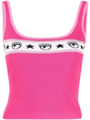 Chiara Ferragni Fuchsia Viscose Blend Logomania Maxi Short Top In Rosa