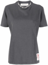 Golden Goose Golden Collection T-shirt In Anthracite Gray With Cabochon Crystals In Grau