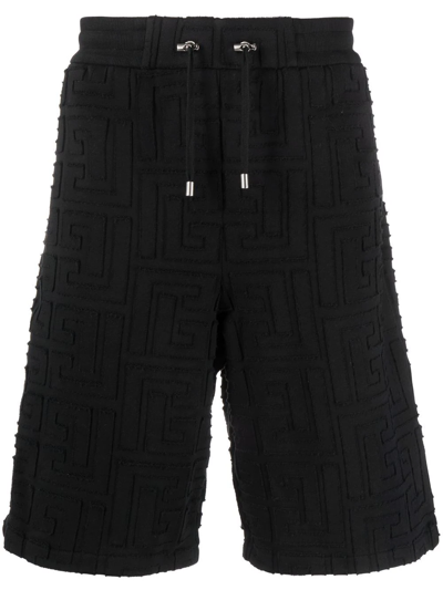 Balmain Logo-embroidered Shorts In Schwarz