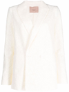 Twinset V-neck Cropped Sleeve Blazer In Weiss