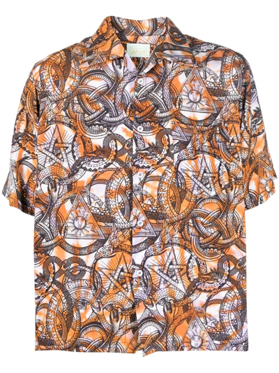 Aries Glycon-print Short-sleevd Shirt In Multicolore