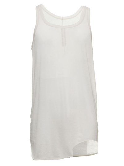 Rick Owens White Transparent Cotton Tank Top In Beige