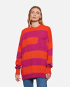 Jw Anderson Striped Patch Pocket Crew Neck Mohair-blend Wool Sweater In Orange